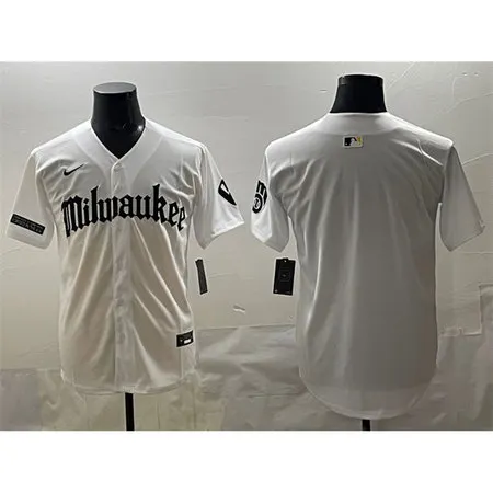Men's Milwaukee Brewers White "Gothic 414 Shadows Edition" Vapor Premier Limited Stitched Jersey