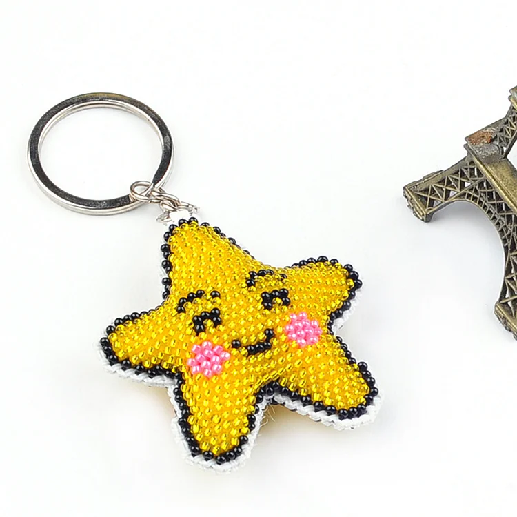 Starfish Keychain With Charms and Beads, Silver Key Ring, Beaded Keychains  