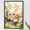 (40*60cm)White Cat on The Floor - Full Round Drill Diamond Painting