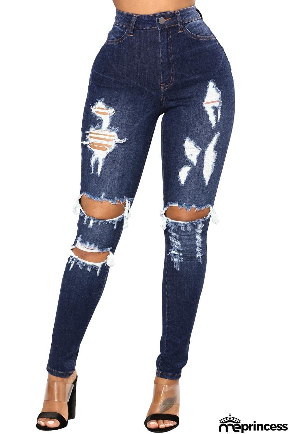 Dark Denim Distressed Skinny Jeans