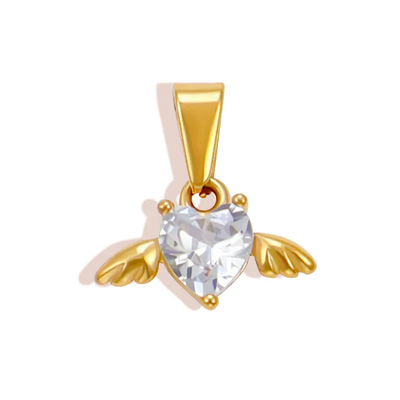 1 Piece 13.3*20.7mm 304 Stainless Steel Zircon 24K Gold Plated Star Heart Shape Butterfly Polished Pendant Jewelry Accessories