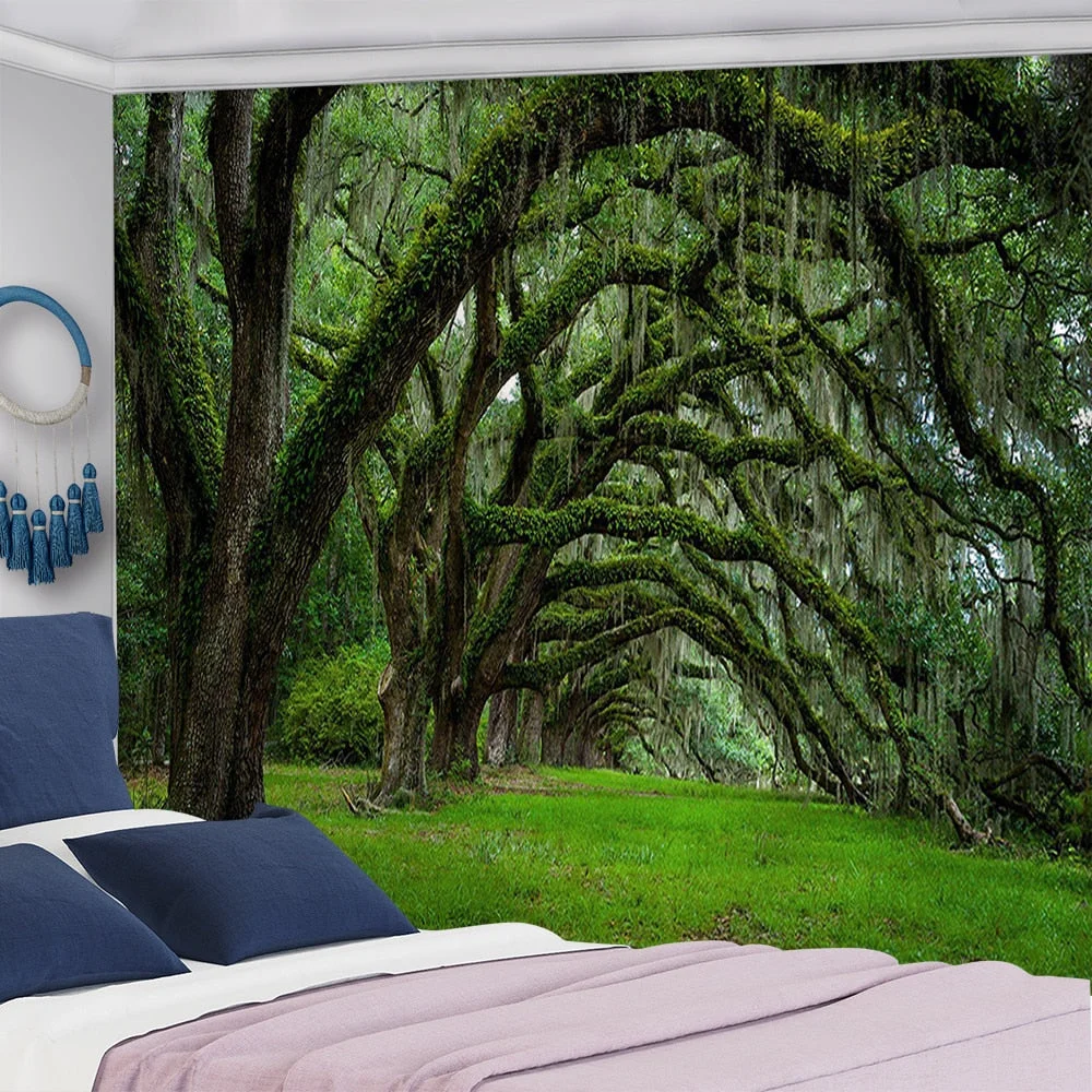 Ancient Trees Tapestry Natural Forest Printed Wall Tapestry Hippie Wall Hanging Bohemian Wall Tapestries Mandala Wall Art Decor