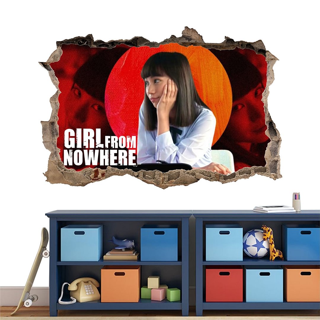 Girl From Nowhere Wall Sticker Smashed Wall Decal Kids Adults Bedroom Living Room Decoration