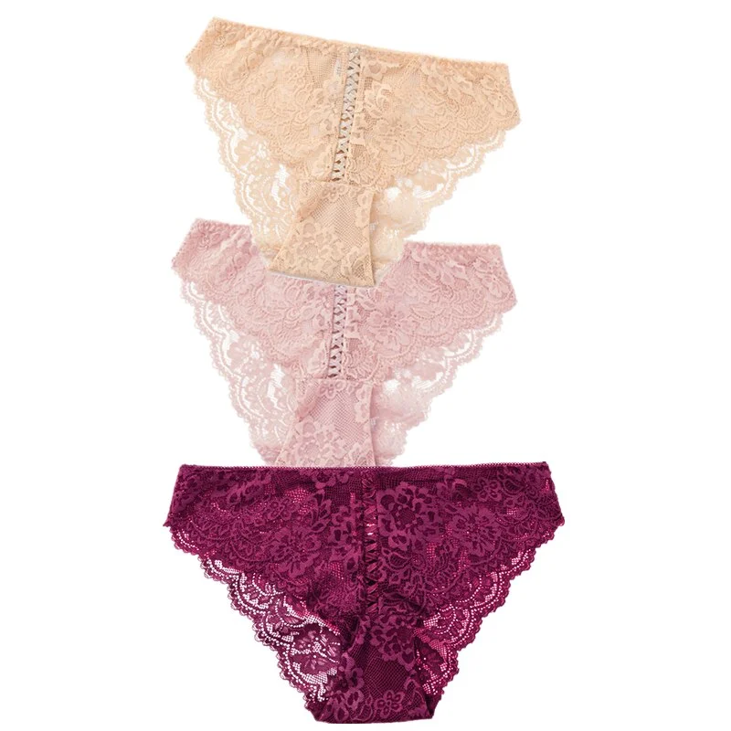 3pcs Sexy Lace Panty Women Briefs Panties Women Low Waist Lingerie Underwear Female Sexy Iminates L XL XXL Underpant 8 Colors