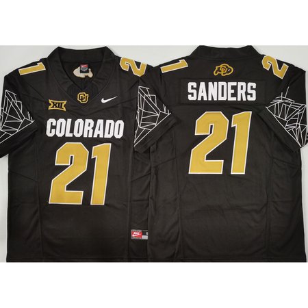 Men's Colorado Buffaloes Black #21 Sanders Stitched Jersey 7309