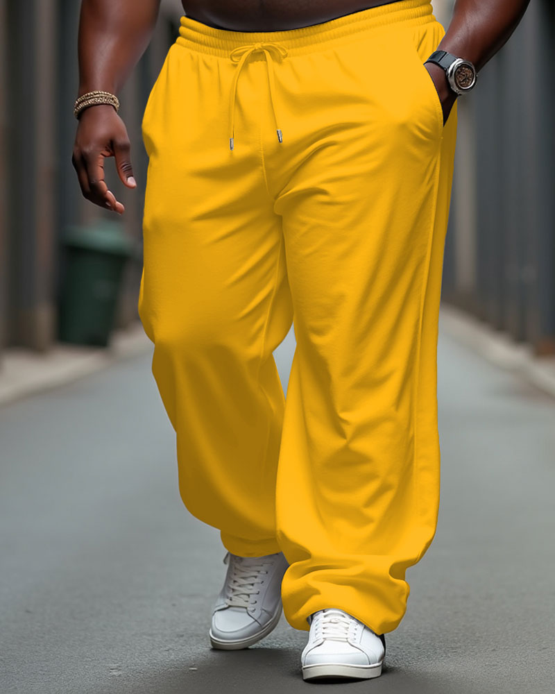 Big Men's Casual Cotton Loose Elastic Waist Sports Jogging Pants