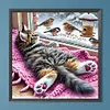 Chat et oiseau - perceuse ronde peinture diamant - 40*40cm