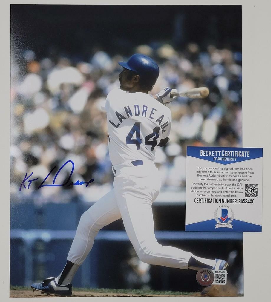 Kenny Landreaux signed LA Dodgers 8x10 Photo Poster painting (B) Autograph ~ Beckett BAS COA