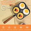4 Hole Omelet Pan Nonstick Frying Grill Pan for Burger Egg Ham Pancake Cookware