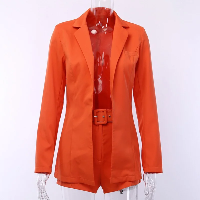 hirigin Two Piece Blazer Set Women Office Set 2 Pieces Elegant Work OL Blazer + Shorts Coat Woman Sexy Chic Suit Summer Clothes