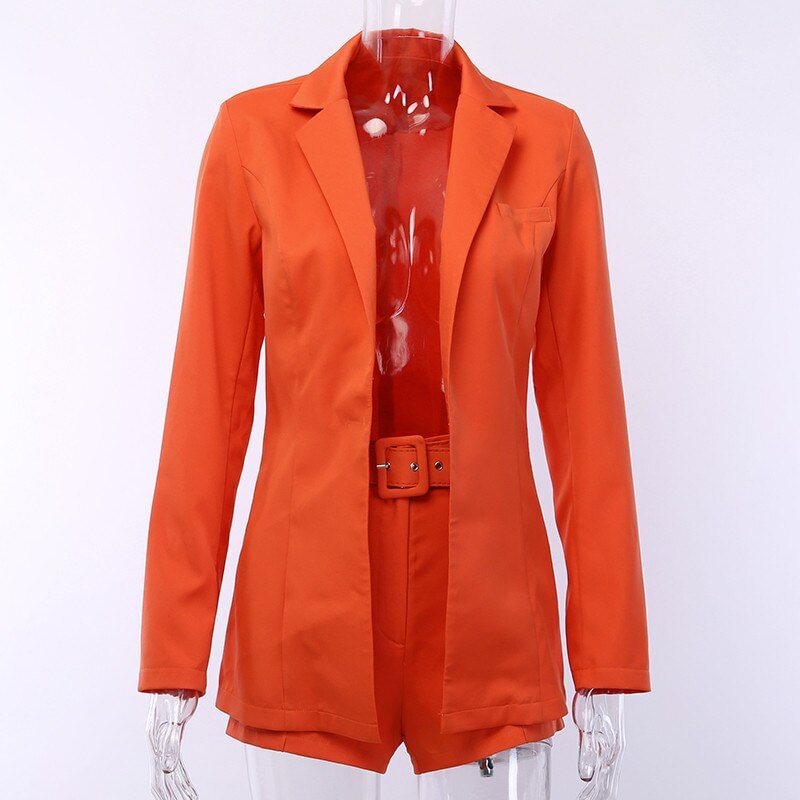 hirigin Two Piece Blazer Set Women Office Set 2 Pieces Elegant Work OL Blazer + Shorts Coat Woman Sexy Chic Suit Summer Clothes