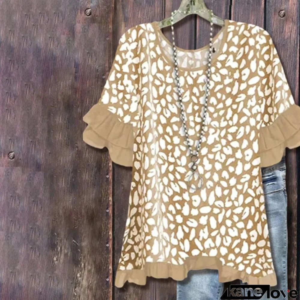 Coffee Short Sleeve Round Neck Top