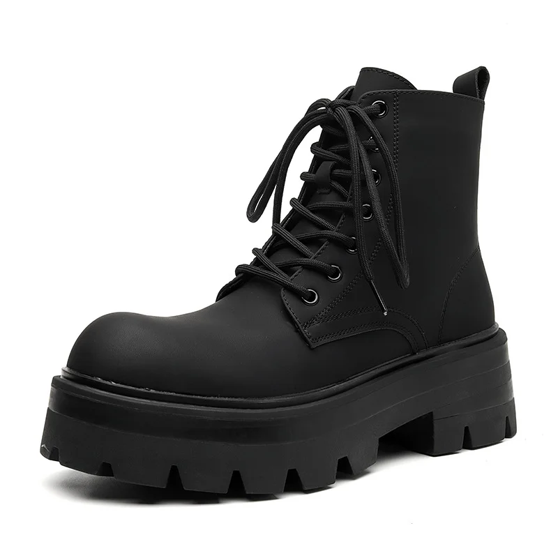 Colourp Colourp Charcoal Black High Tube Male British Thick Chelsea Boots Locomotive Martin Pipe Boots Trend Short Boots 7531-A