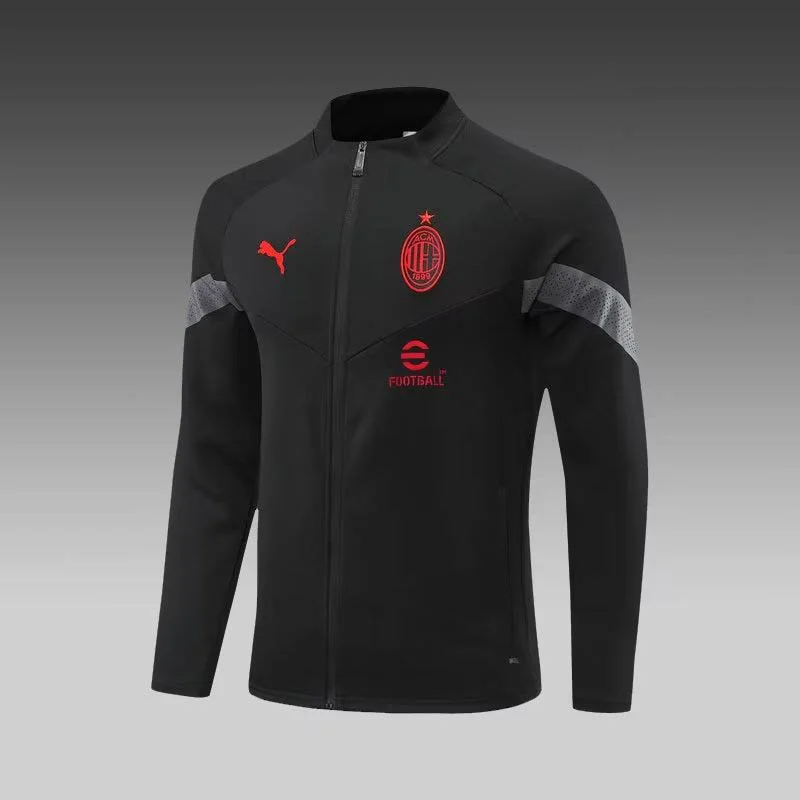 2022/2023 AC Milan Long Zipped Jacket Black Soccer Jersey 1:1 Thai Quality