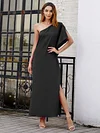 Original Solid Skew Shoulder Maxi Dress