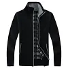 Men's Thickened Casual Fleece Loose Stand Collar Knit Cardigan Sweater Jacket Coat