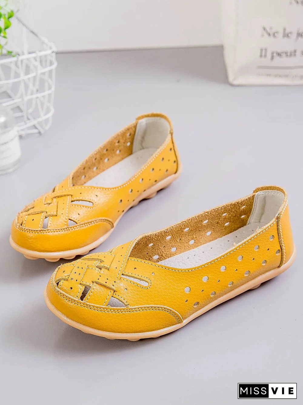 Hollow Leather Soft Sole Shoes