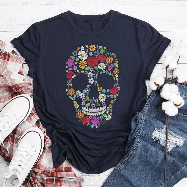 Sugar Skull  flowers  T-Shirt Tee-06092-Annaletters