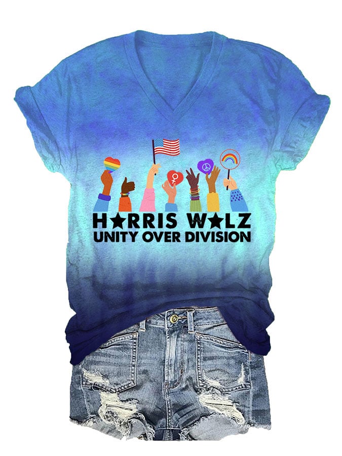 Women's Unity Over Division Print V-Neck T-Shirt