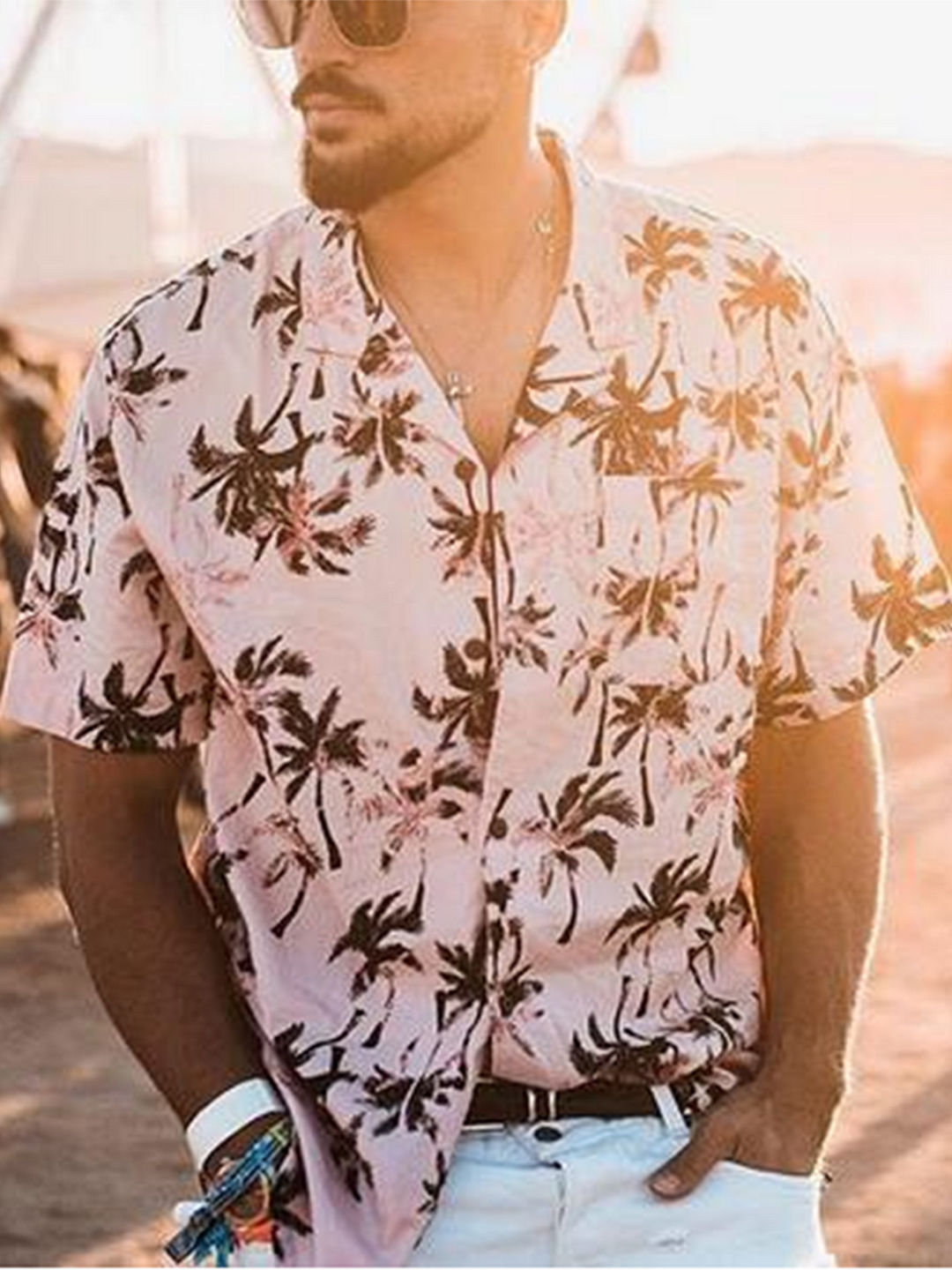Men's Fashion Lapel Printed Short Sleeve Shirt