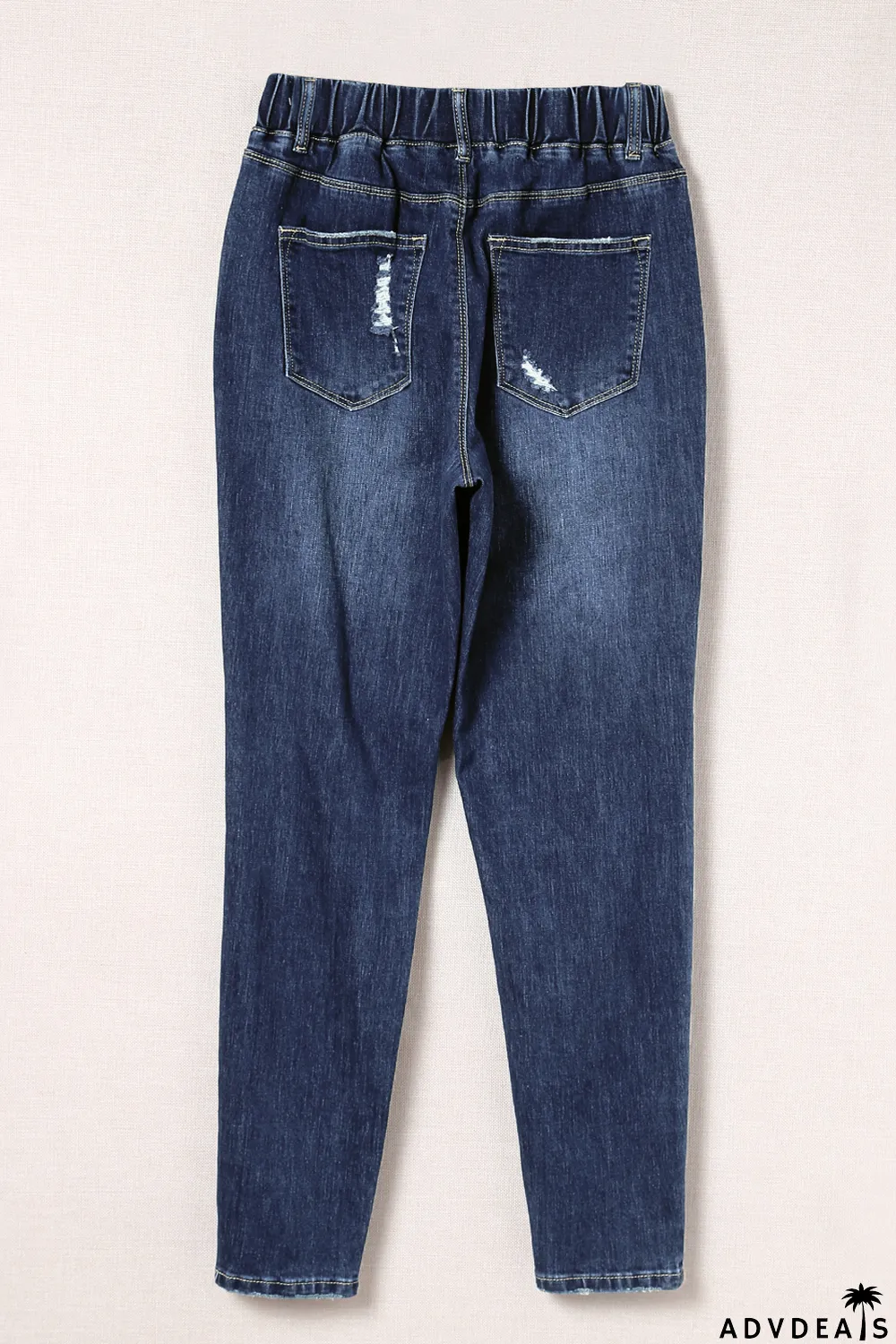 Blue Distressed High Waist Skinny Jeans