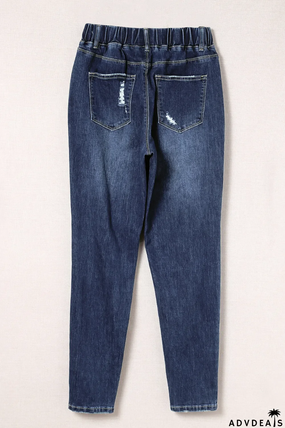Blue Distressed High Waist Skinny Jeans