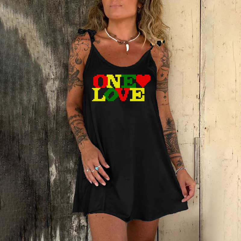 One Love Print Mini Dress wearshes