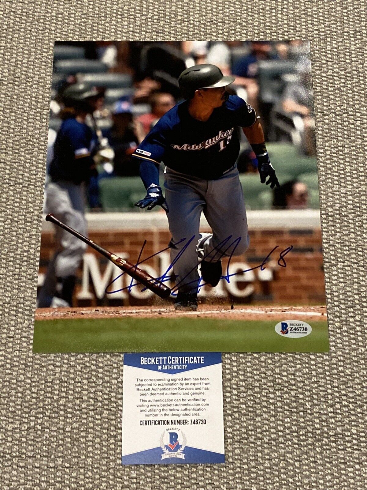 BECKETT COA! KESTON HIURA Signed Autographed Brewers Baseball 8x10 Photo Poster painting