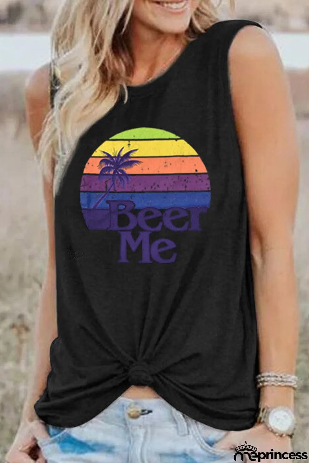 Beer Me Casual Black Tank