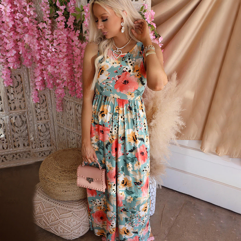 European And American Tropical Sleeveless Beach Dress