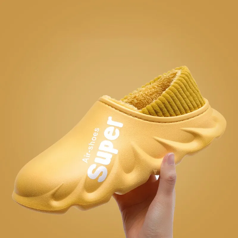 2021 Couples Winter Plush Slippers Warm Men Shoes Waterproof Autumn Women Non-Slip Cotton Indoor Cozy Home Thick Heel Slipper