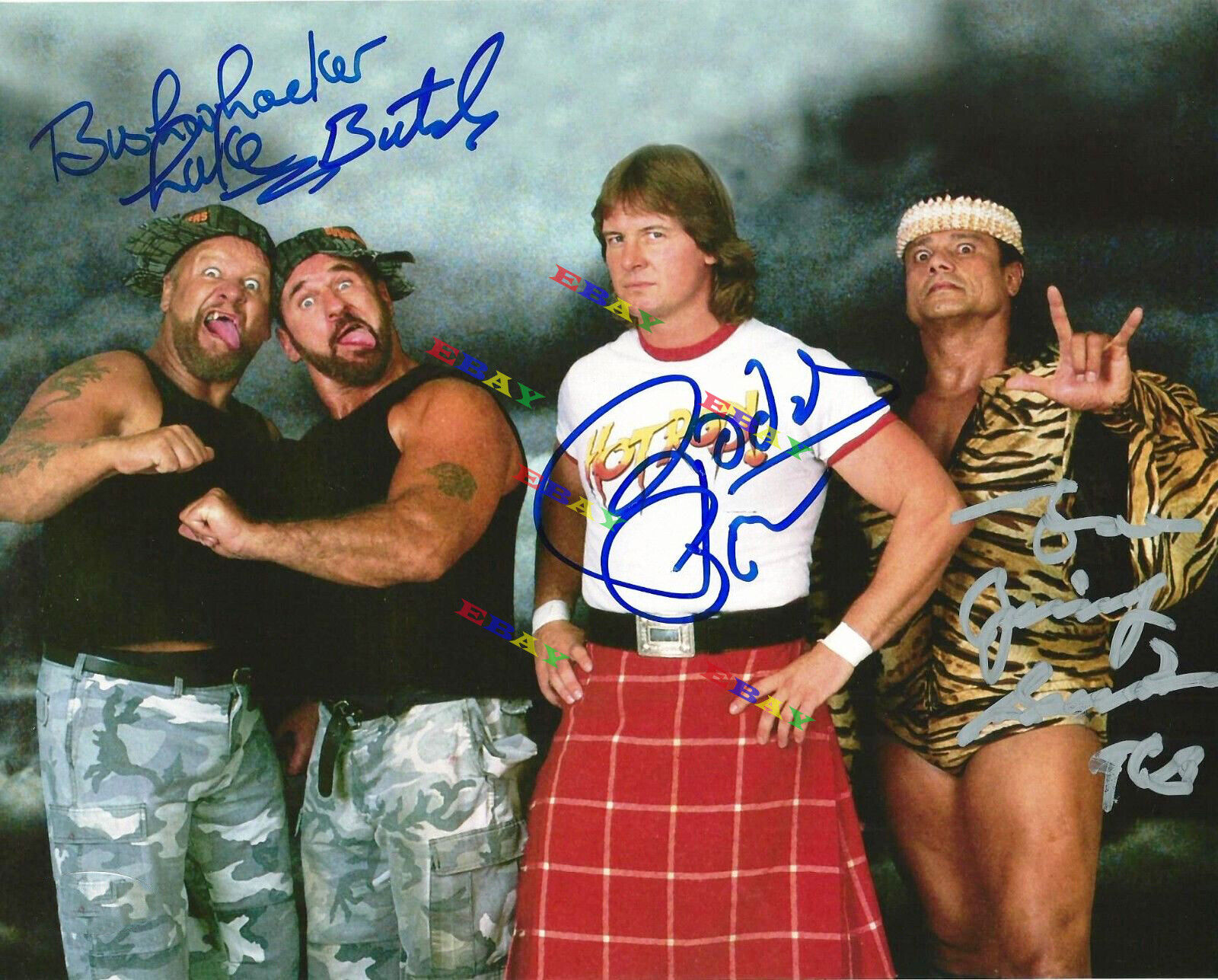 Rowdy Roddy Piper Jimmy Snuka Bushwhackers Butch Autographed 8x10 Photo Poster painting Reprint