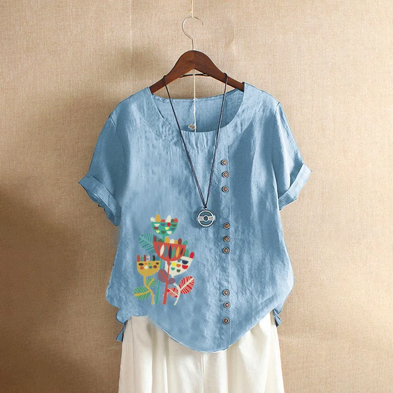Casual Loose Short Sleeve Pullover T-shirt