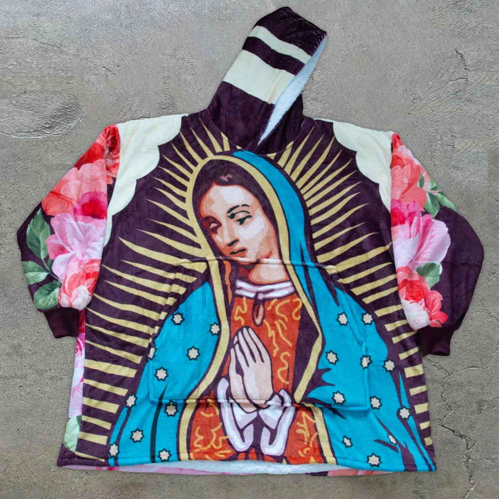 Vintage Print Trend Plush Home Hoodie