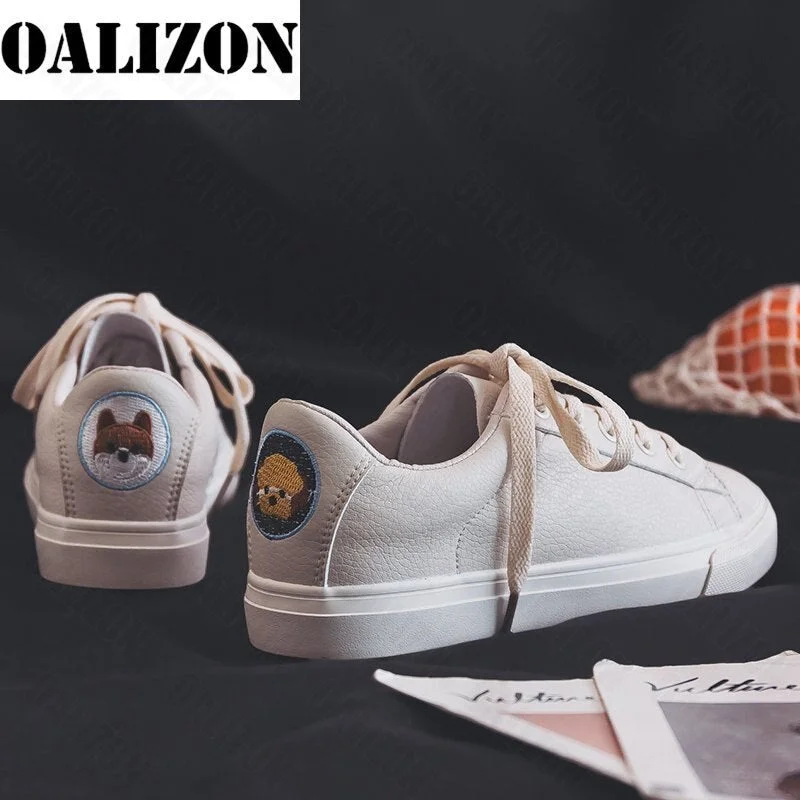 Women Casual Shoes Spring Summer Women Shoes Fashion Embroidered Flower White Sneakers Breathable Sport Lace-Up Women Sneakers