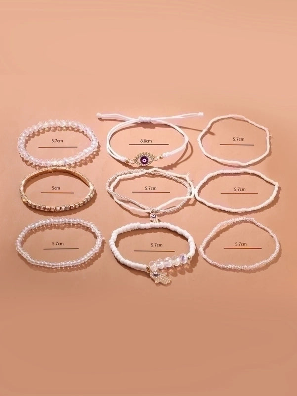 2 Pieces Fashion Leaf Tree Alloy Agate Beaded Plating Bracelets