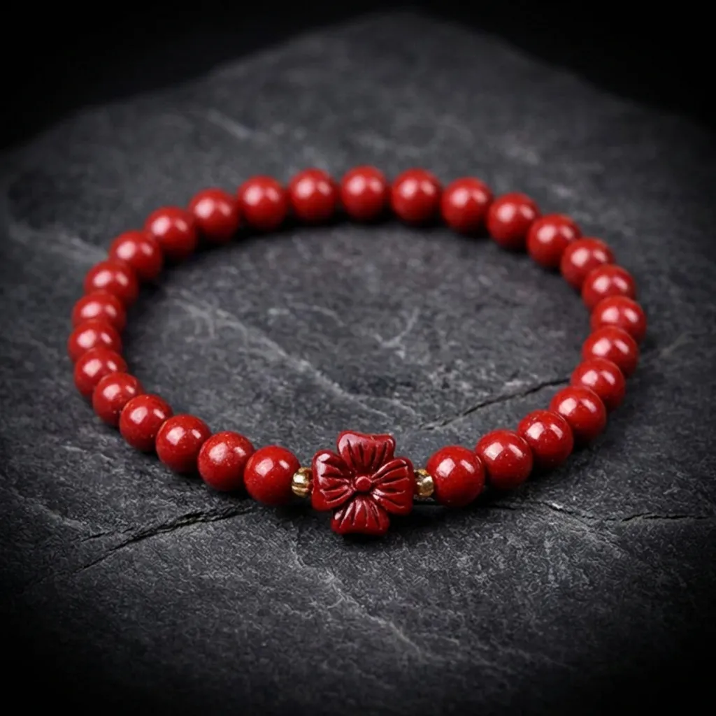 JiStones Imperial Purple Gold Cinnabar Bracelet | The Fortune Collection Golden Plum Blossom-Standard Grade - 6mm