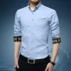 Cotton lapel long sleeve casual shirt