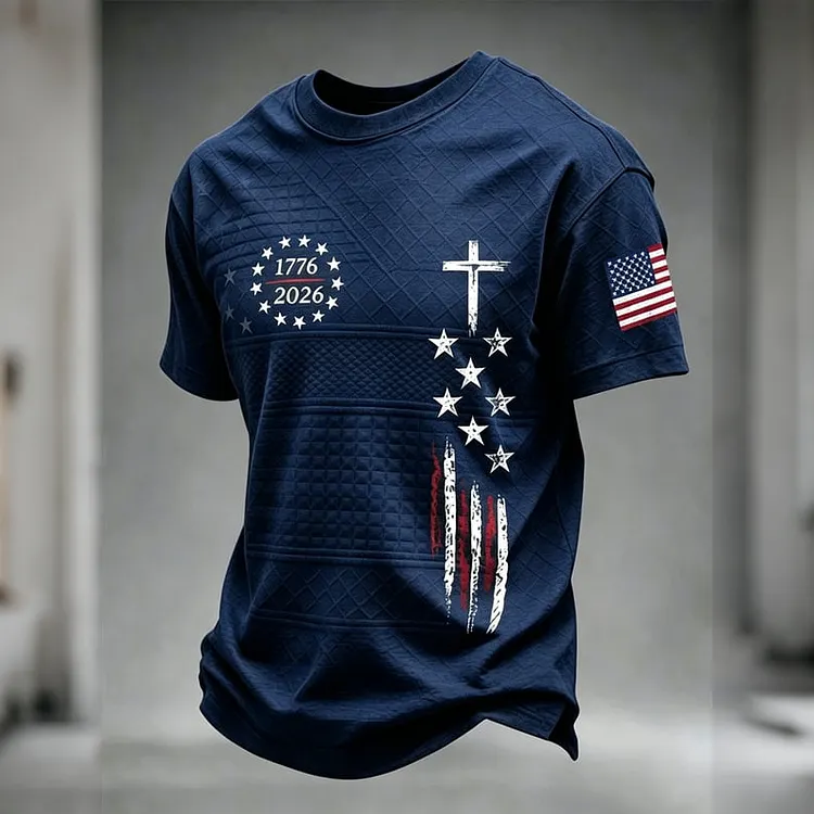 Men's Vintage Faith Flag Design Printed T-shirt