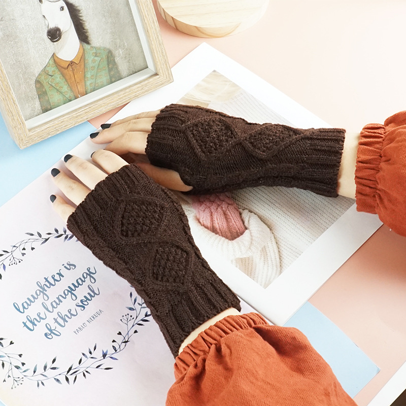 Letclo™  Diamond-shaped Jacquard Half-finger Gloves letclo Letclo