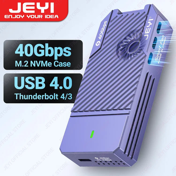 JEYI 40Gbps USB 4.0 M.2 NVMe SSD Enclosure M2 To Type-c 4.0 Solid State Drive Case Compatible with Thunderbolt 4/3 USB 3.2/3.1/3