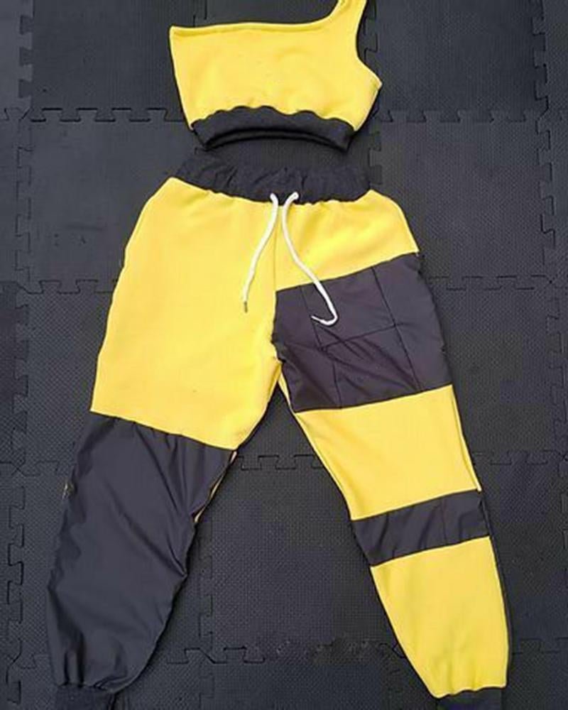 Women's Sporty Patchwork Printed Sets27