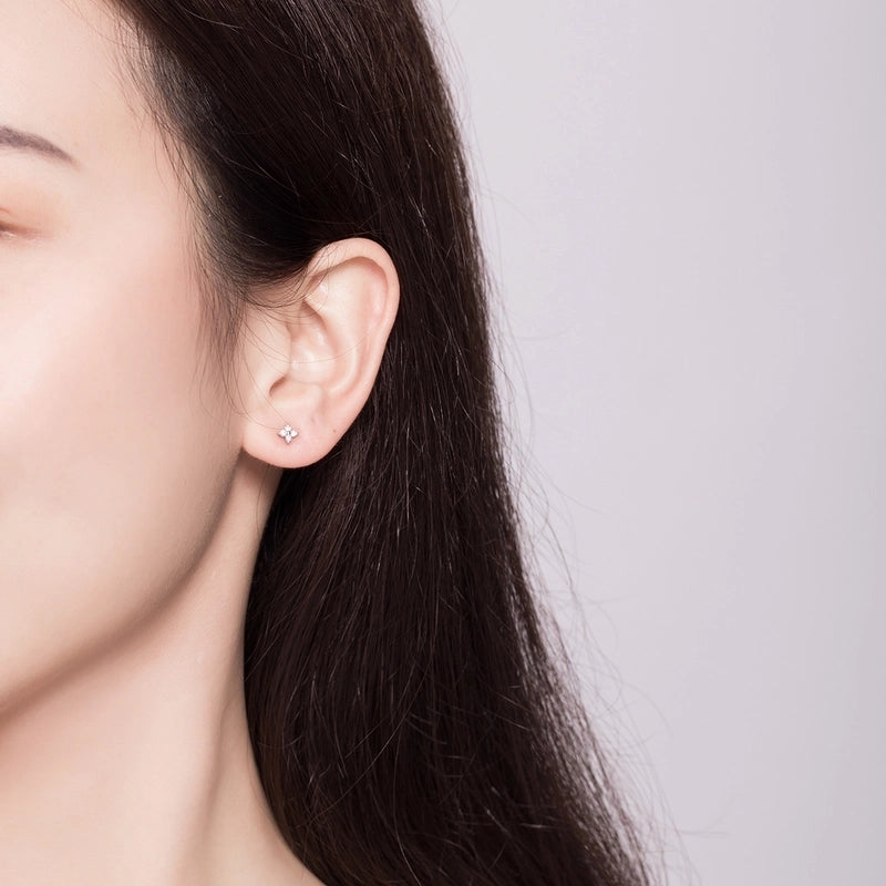 1 Pair 925 Sterling Silver Flower Ear Studs