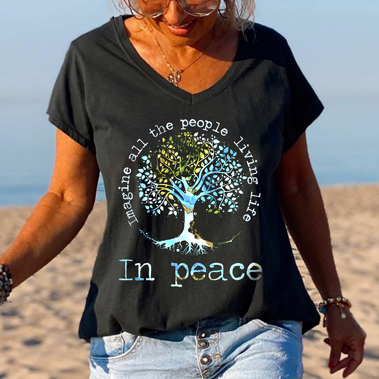 Imagine All The People Living Life Tree Of Life Graphic Tees socialshop