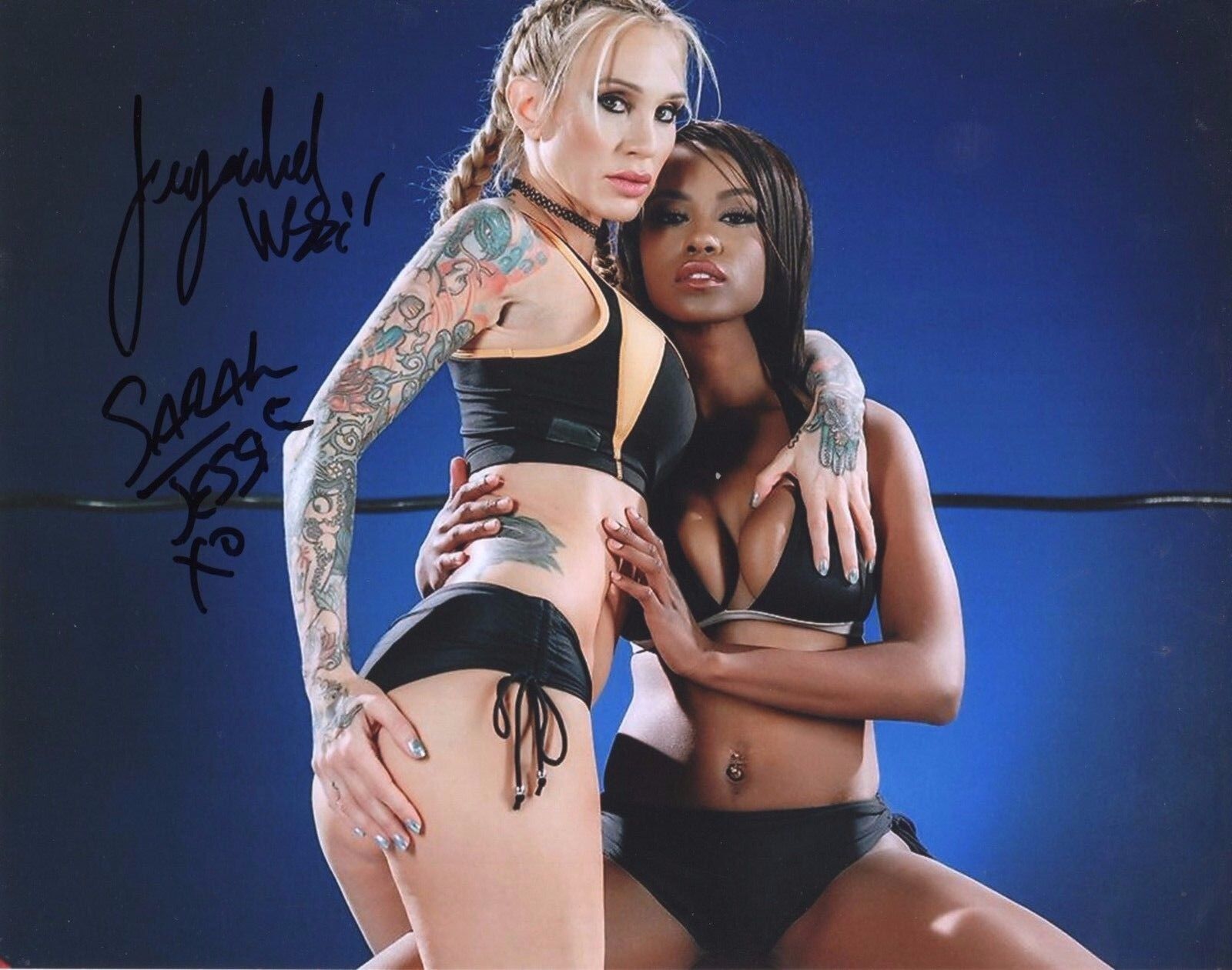 Jezabel Vessir & Sarah Jessie Combo Sexy Signed 8x10 Photo Poster painting Adult Model COA Proof