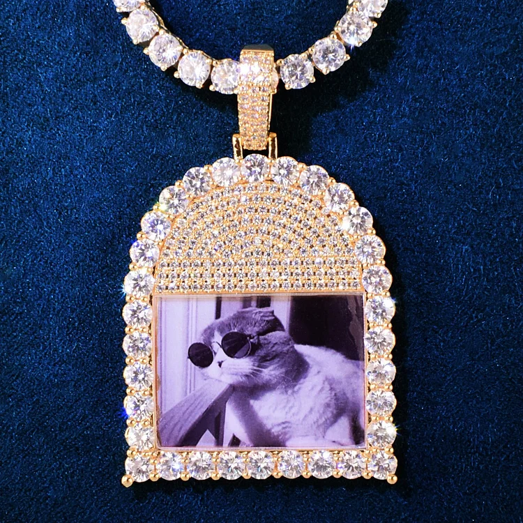 Custom Photo Arch Shape Pendant Memory Necklace Hip Hop Jewelry-VESSFUL