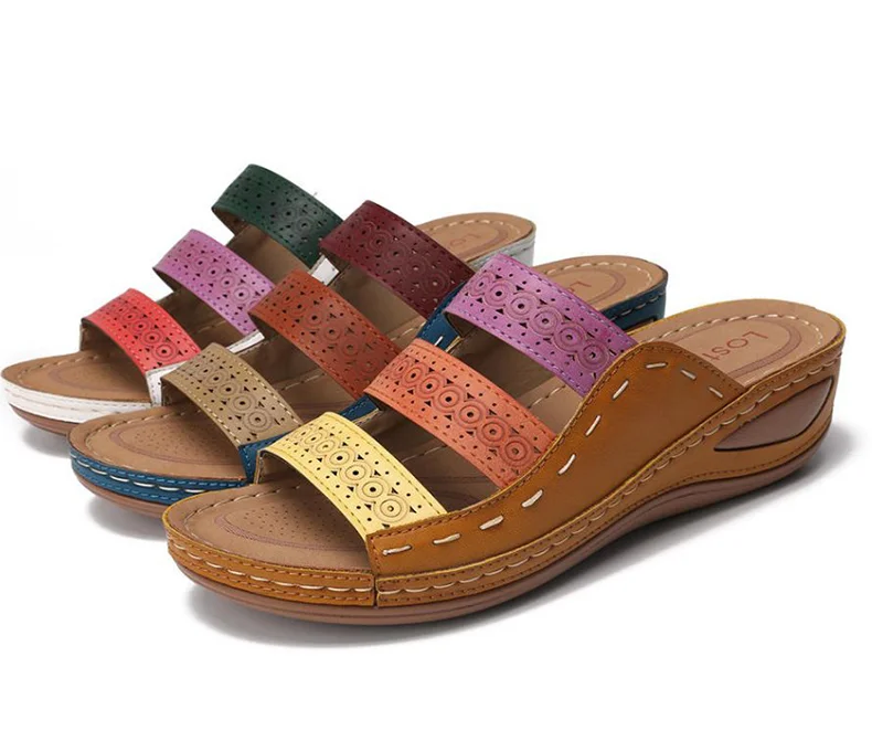 Qengg Women Wedges Sandals Beach Casual Slippers Flip Flops Non-slip Finger Flat Fashion Shoes Sandalias Mujer Comodas