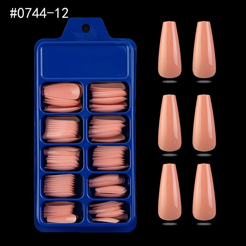 Lamemoria 100/500pcs/opp/box Fake Nails Coffin Nail Tips Press on Nails Natural Clear Long Ballerina DIY False Nail Full Cover-Nail Inspo