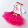 Baby Girl Birthday Valentine Outfit Lovely Embroidered Letters 2 Pcs Sets