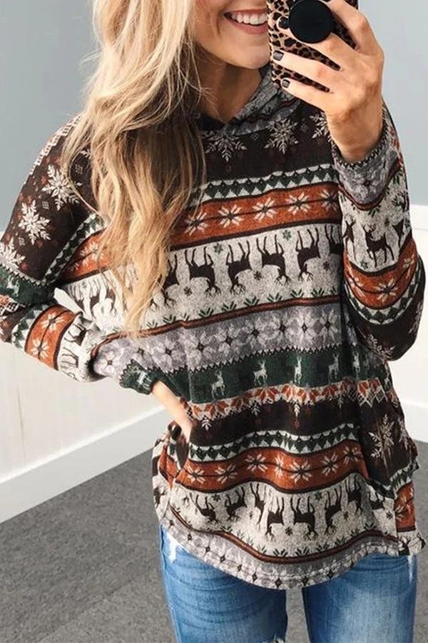 Casual Hood Patchwork Regualr Sweatshirt-Allyzone-Allyzone